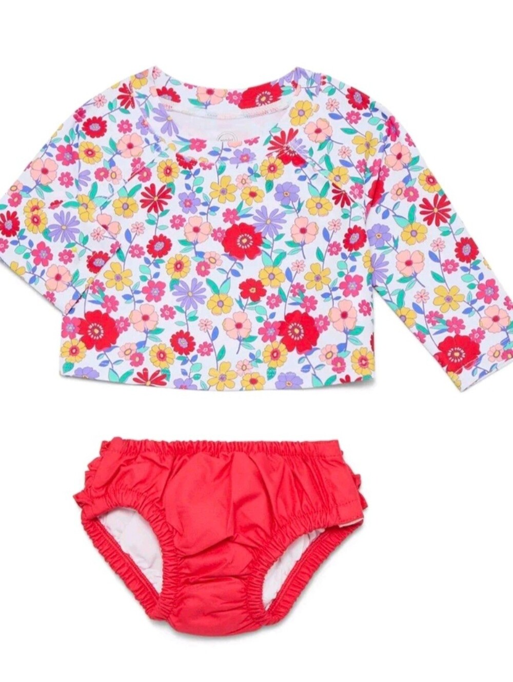 NWT Baby Girl Long Sleeve Rash Guard Swimsuit Set Multisizes: 0-3M 3-6M Floral